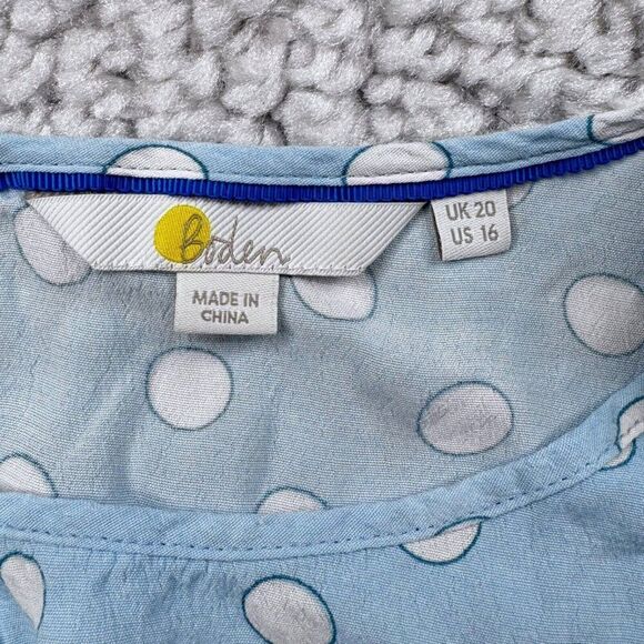 Boden Blue Polkadot Blouse Ruffle Sleeve - Picture 3 of 6